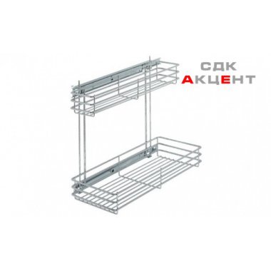 Нижний выдвижной механизм мойки 235 мм, сталь, хром.