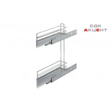 Фронтальный выдвижной комплект S, сталь, хром, 90 °, 3-ярусный