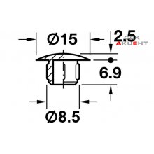 Заглушка отверстия 8,5 / 15 мм, пластмассовая, светло-коричневая