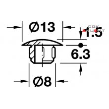 Заглушка отверстия 8,0 / 13 мм, пластмассовая, серая