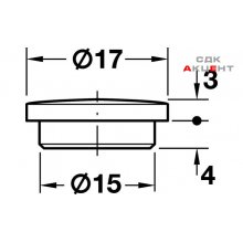Заглушка деревянная D17 мм, для отверстий D15 мм, бук