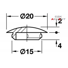 Заглушка отверстия 15,0 / 20 мм, пластмассовая, темно-коричневая