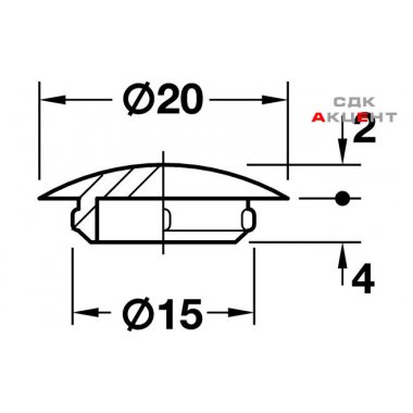 Заглушка отверстия 15,0 / 20 мм, пластмассовая, темно-коричневая