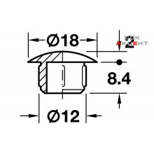 Заглушка отверстия 12,0 / 18 мм, пластмассовая, серая