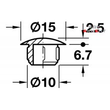 Заглушка отверстия 10,0 / 15 мм, пластмассовая, светло-коричневая