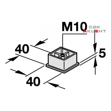 Заглушка для стойки  без покрытия M10/40x40мм