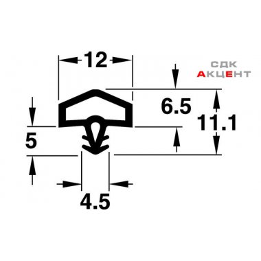 Уплотнитель для межкомн.дверей PVC прозор.12мм