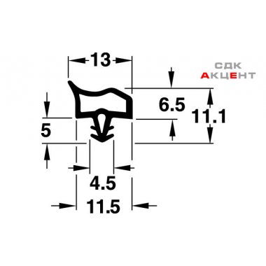 Уплотнитель для межкомн.дверей PVC прозор.12мм