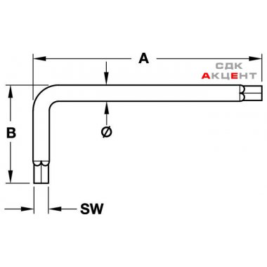 Ключ шестигранный SW6 - 70 мм, сталь, оцинков.